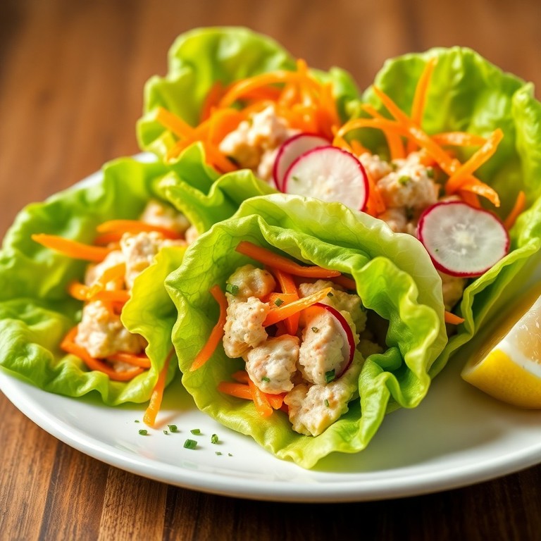 Wrap de laitue au thon léger et légumes croquants