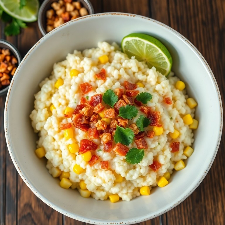 Cauliflower Lime Risotto with Crispy Bacon Topping