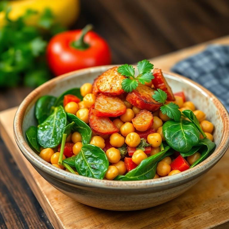 Salade chaude de chorizo et pois chiches