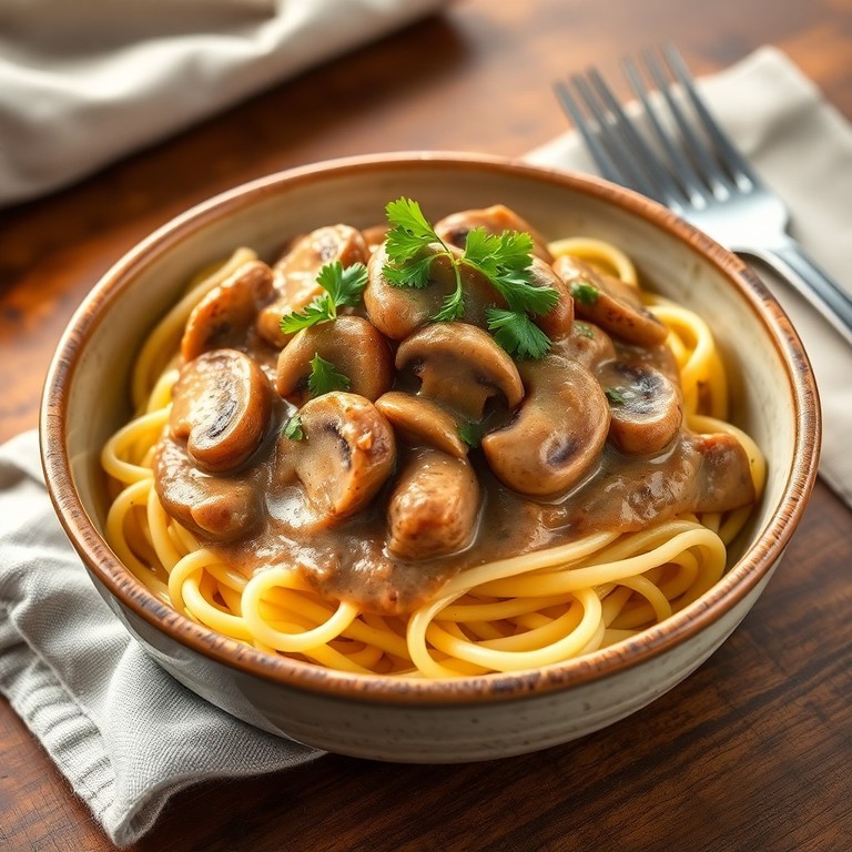 Creamy Mushroom Stroganoff with a Hint of Curry