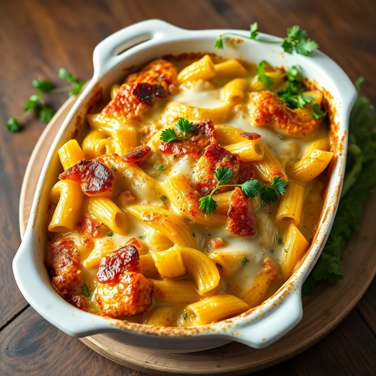 Kasslergratäng med pasta och ostkräm