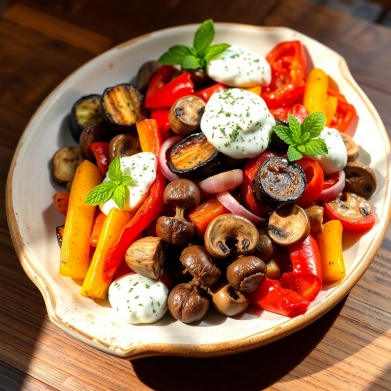 Jantar de Legumes Grelhados com Molho de Iogurte