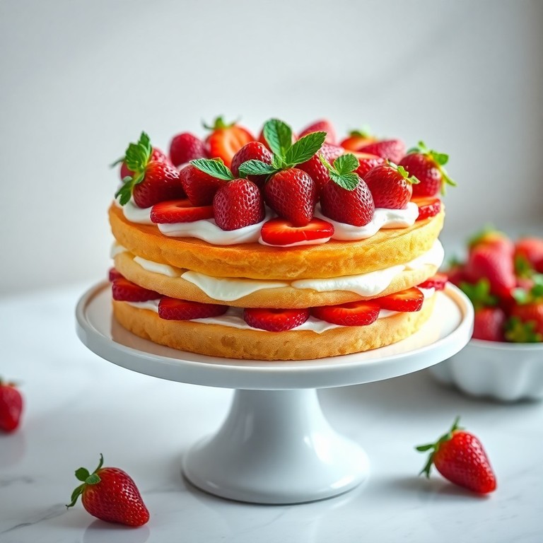 Torta de Morango com Massa de Pão de Ló