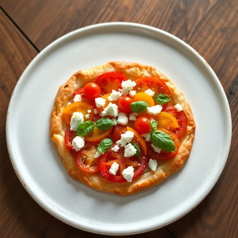 Tarte fine aux tomates colorées et chèvre