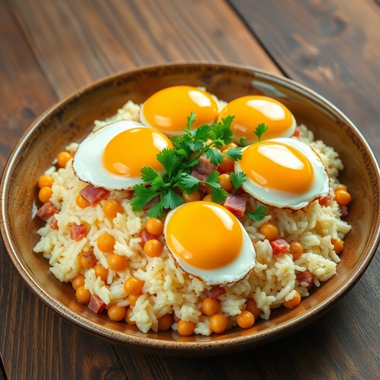 Hearty Spanish-Style Rice with Ham and Eggs
