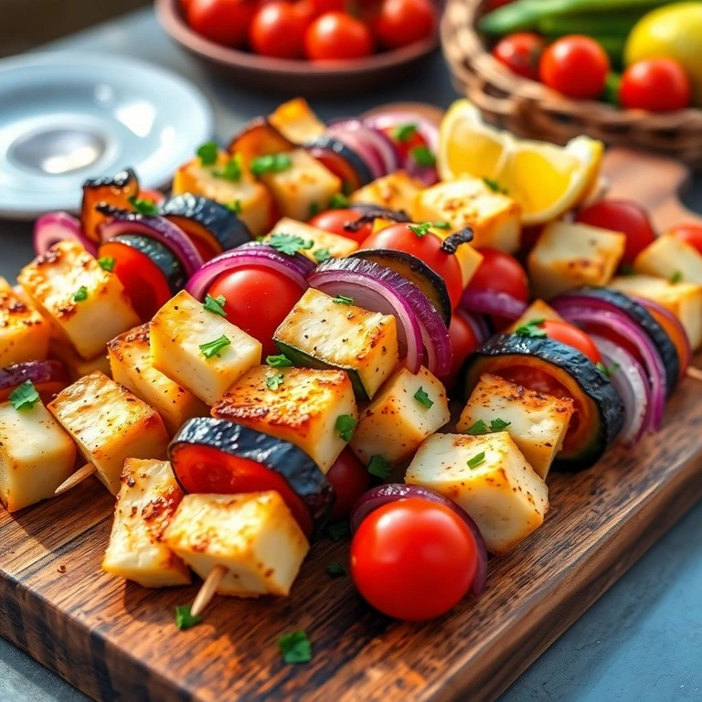 Halloumi-Kebab mit mediterranen Gemüsen