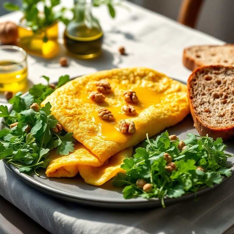 Omelette aux noix et huile de noix à la méditerranéenne