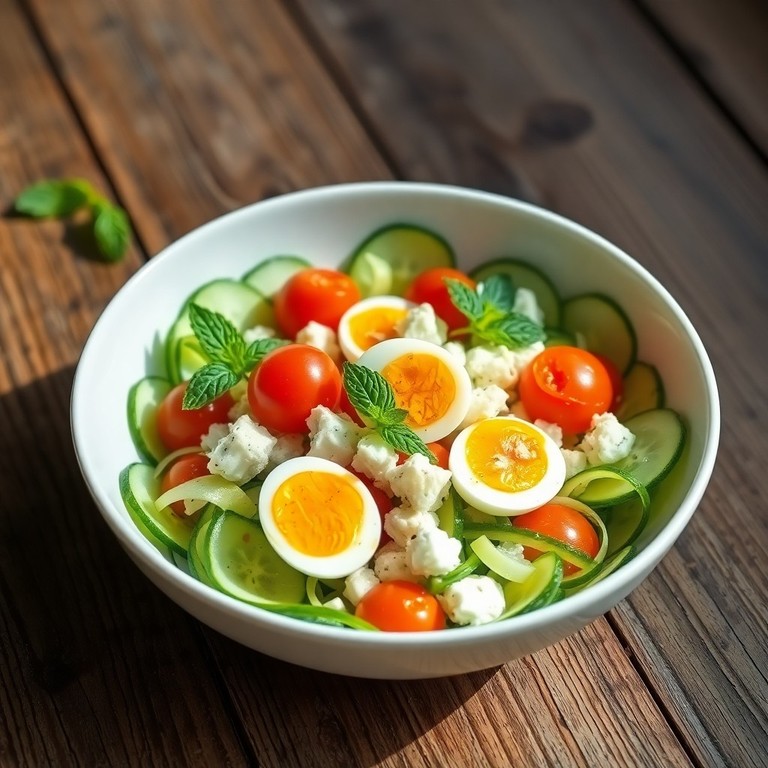 Salade fraîche de concombre et fromage