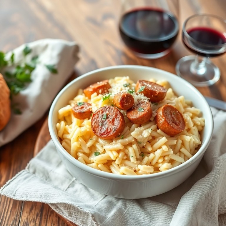 Arroz Cremoso com Salsichas ao Estilo Italiano