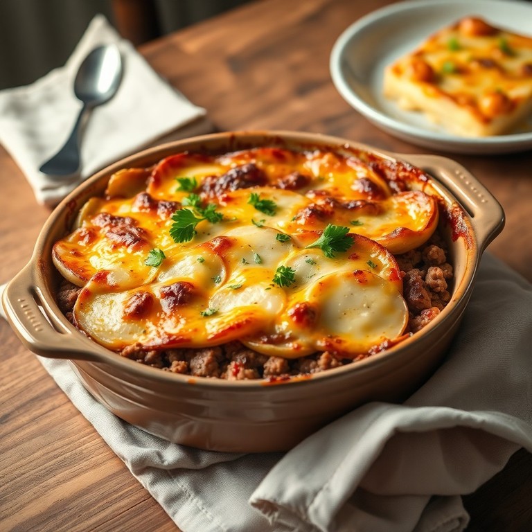 Cheesy Ground Beef and Potato Bake