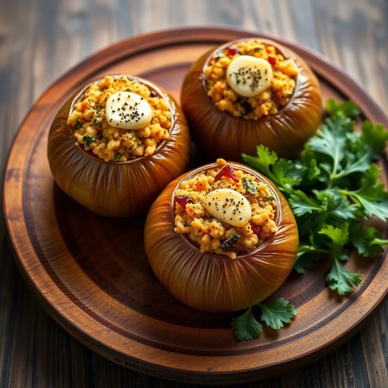 Cebola Recheada com Farinha de Milho e Temperos