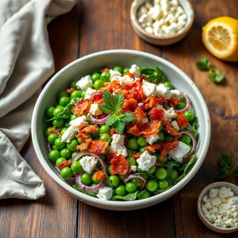 Pea & Bacon Salad with Feta Crumbles