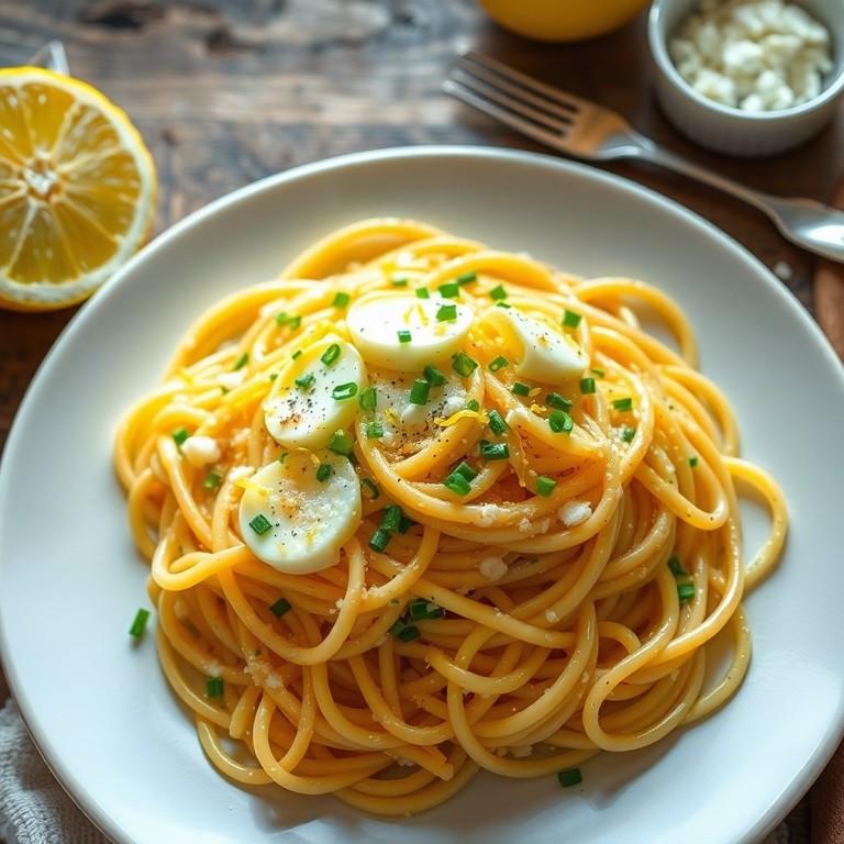 Spaghetti citron et œufs brouillés