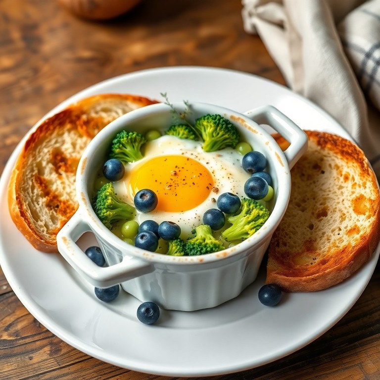 Oeufs cocotte aux Brocolis et Mertille