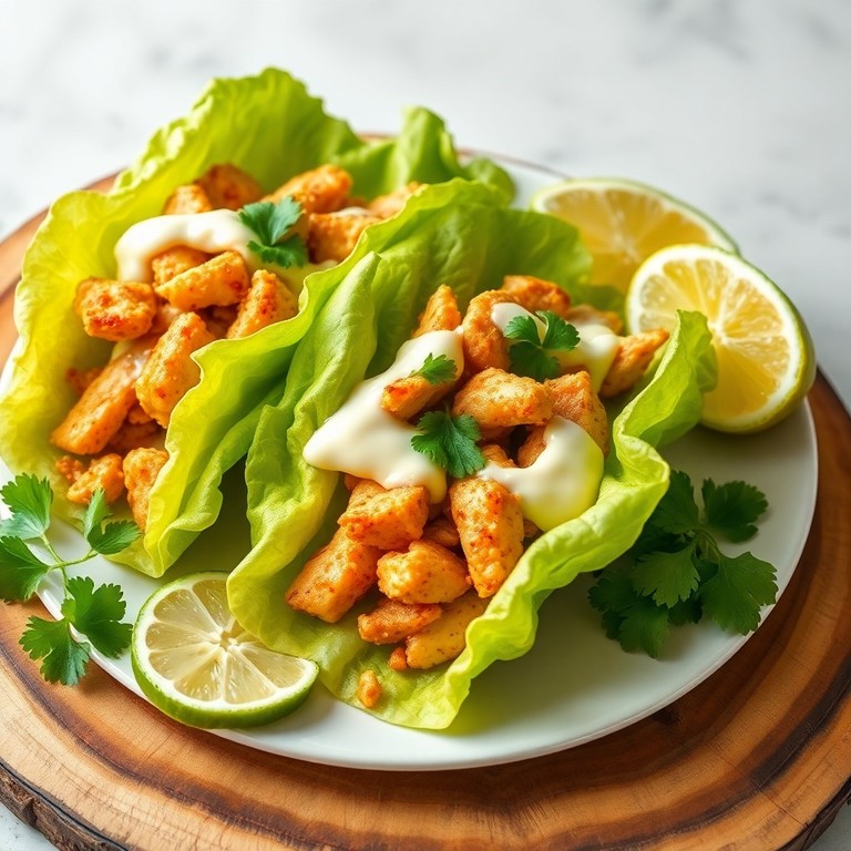 Tacos de Pollo y Queso en Hoja de Lechuga