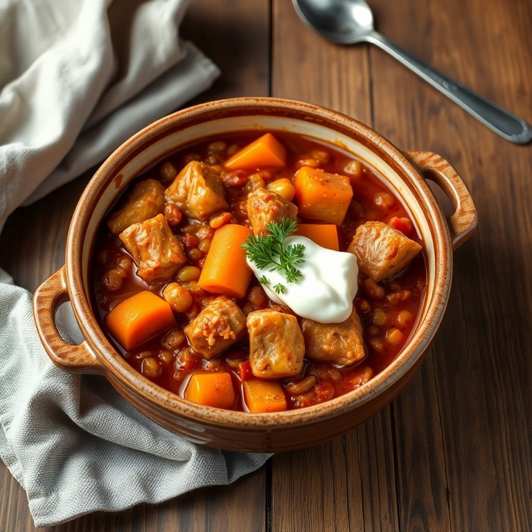 Куриное филе с чечевицей и овощами в томатной пасте