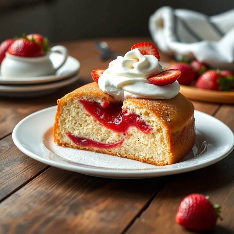 Gâteau moelleux à la confiture de fraise et chantilly