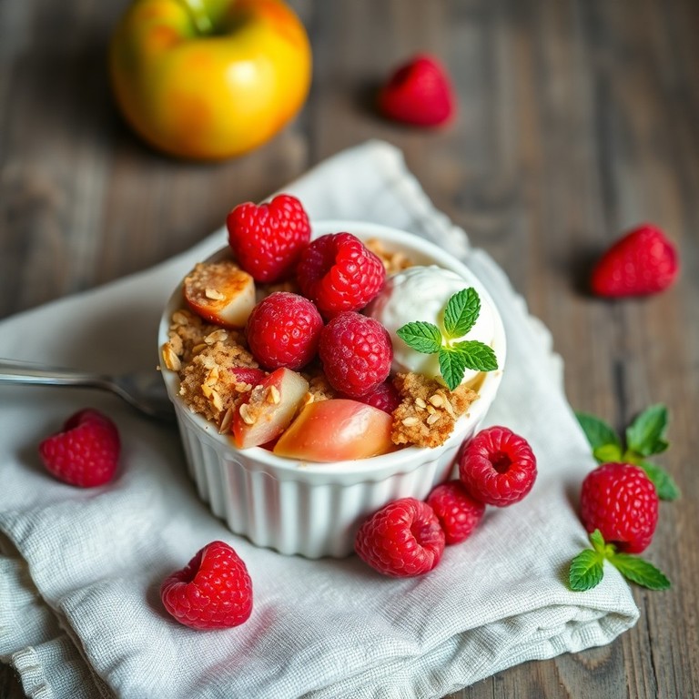 Crumble aux Pommes et Framboises à la Cuisson Vapeur
