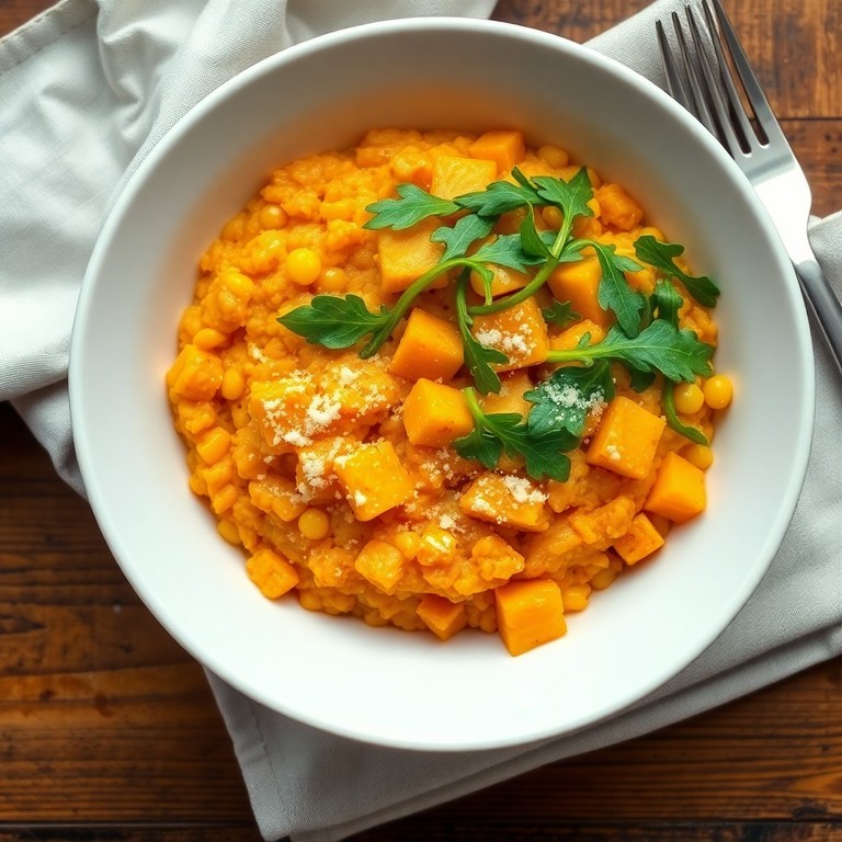 Risoto de Abóbora com Rúcula e Milho