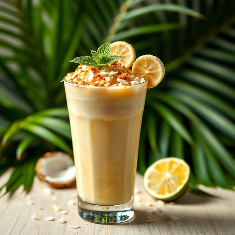 Tropischer Bananenfrappe mit Kokos