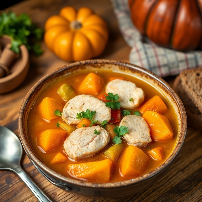 Kürbis-Protein-Eintopf mit Hühnchen und Gemüse
