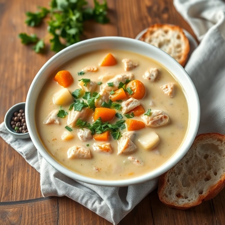 Sopa Cremosa de Frango com Batata e Cenoura