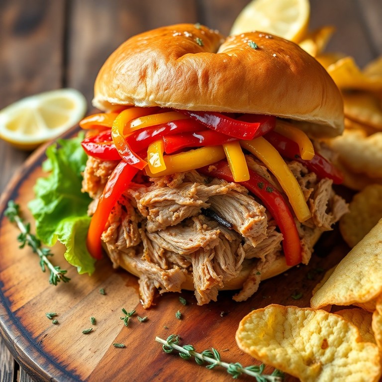 Lemon-Roasted Pepper Pulled Pork Sandwich