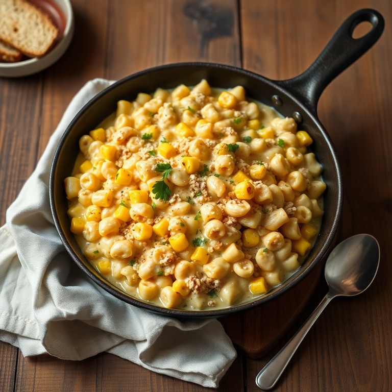 Creamy Oats and Corn Pasta Skillet