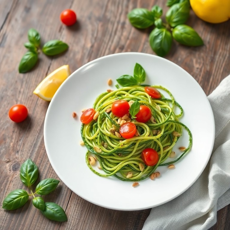 Groene Courgette Pasta met Basilicum Pesto