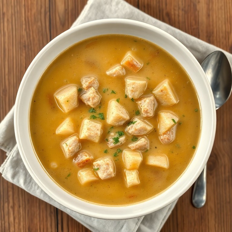 Milde Hähnchen-Kartoffel-Suppe mit Grünkern