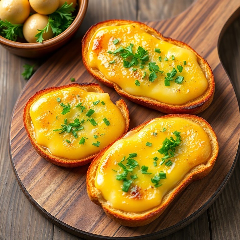 Запеченные гренки с сыром и зеленью