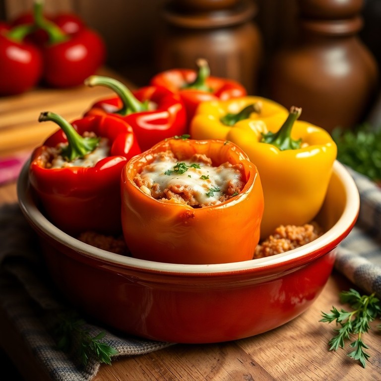Gefüllte Paprika mit Basmatireis, Fenchel und Rinderhack – Ofengenuss