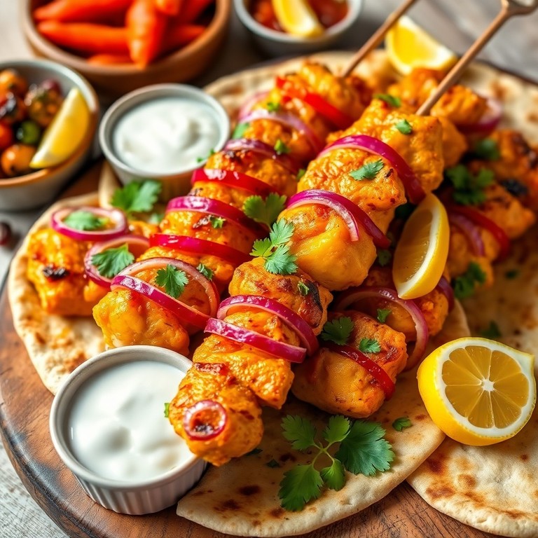 Safran-Hähnchen Kebabs