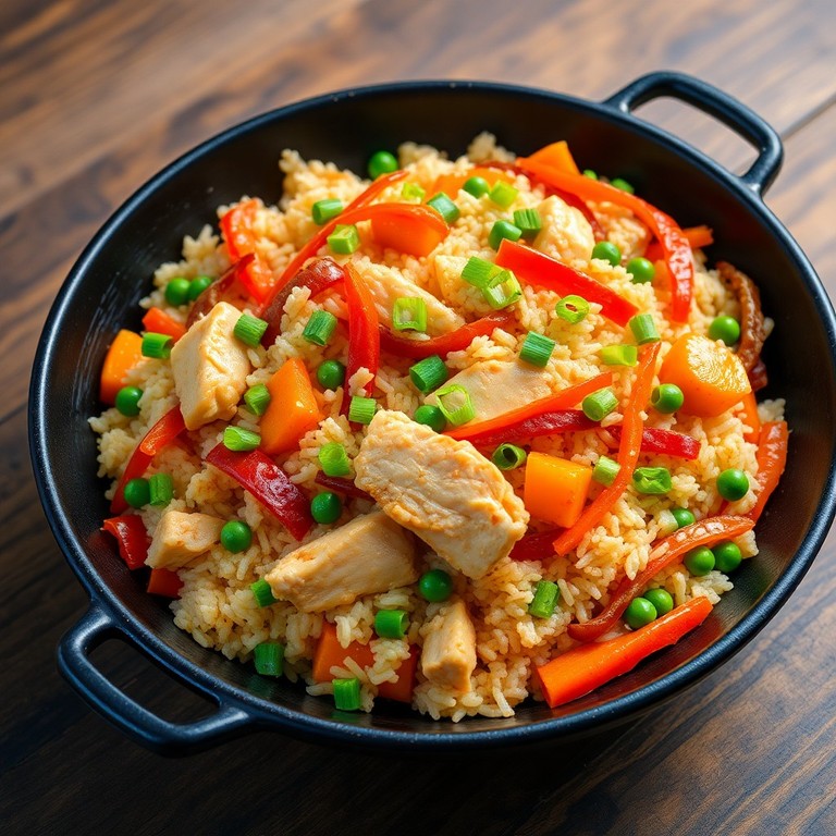 Arroz Frito con Verduras y Pollo