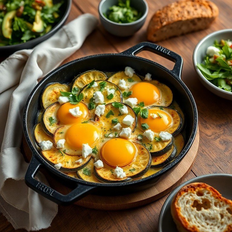 Vegetarische Zucchini-Feta-Pfanne