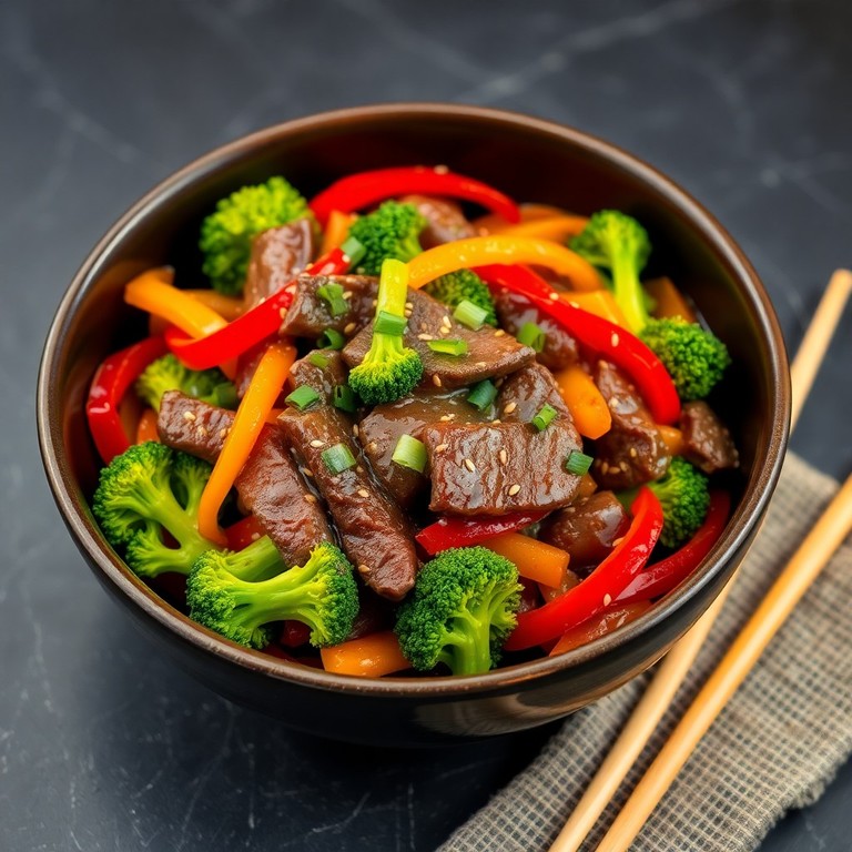 Rindfleisch-Stir-Fry mit Brokkoli und Paprika