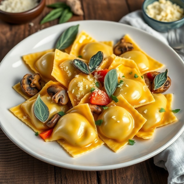 Gefüllte Ravioli mit Pilz-Zucchini-Füllung