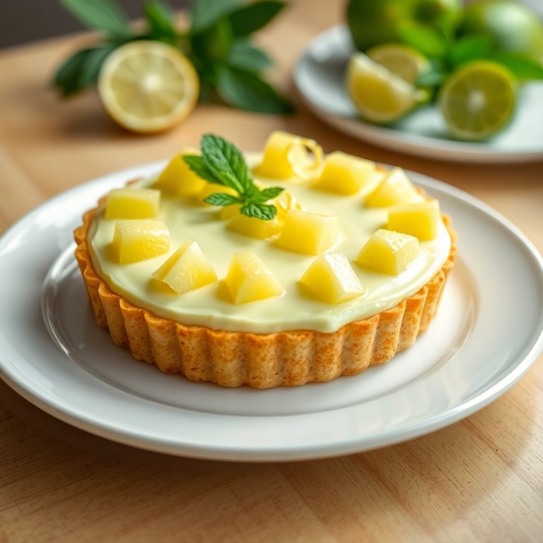 Torta de Limão com Creme de Leite e Frutas de Abacaxi