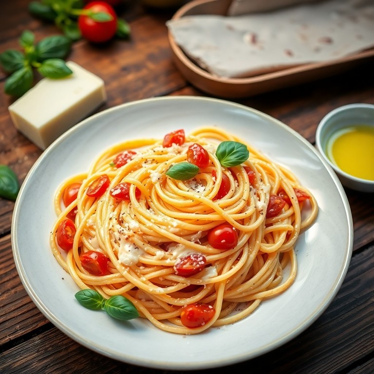 Vegetarische Pasta mit Tomaten und Käse