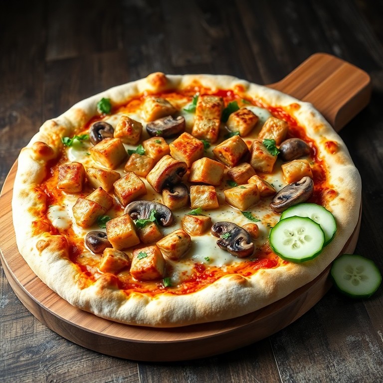 Pizza sur Pâte Fine aux Champignons et Mozza