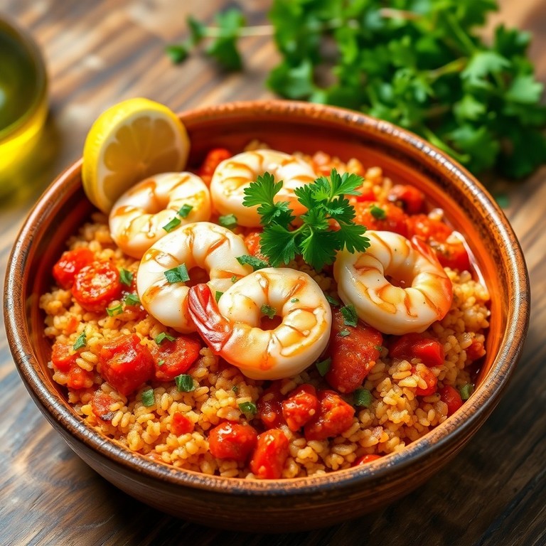 Spicy Shrimp Bulgur Pilaf