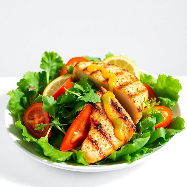 Leichter Grüner Salat mit Zitronen-Hähnchen & Paprika (mit Zitronendressing)