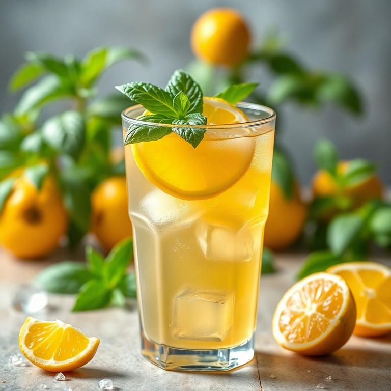 Thé glacé au yuzu et basilic