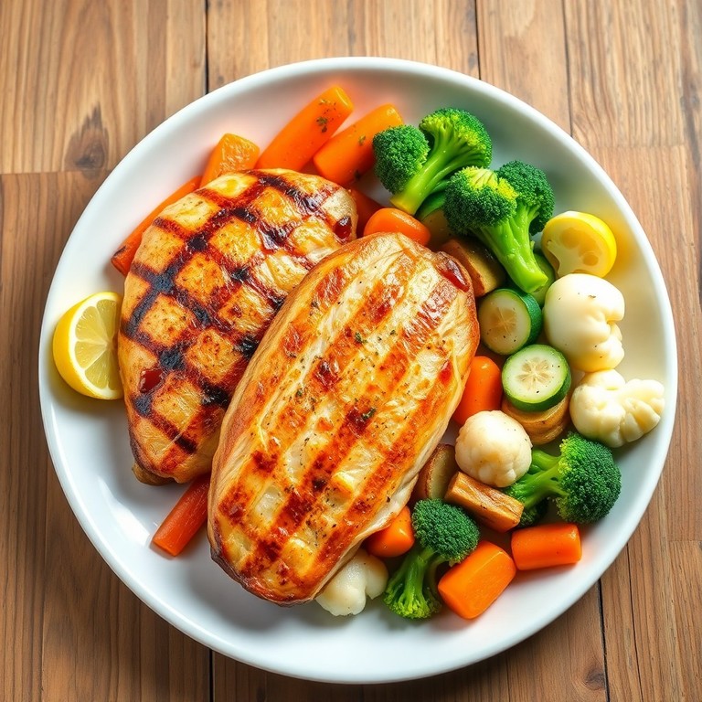 Frango Grelhado com Legumes ao Vapor e Azeite de Oliva