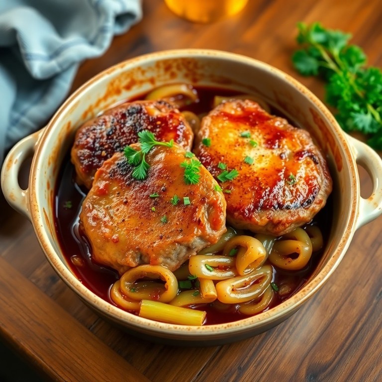 Red Wine Pork Chop Casserole with Celery and Onion