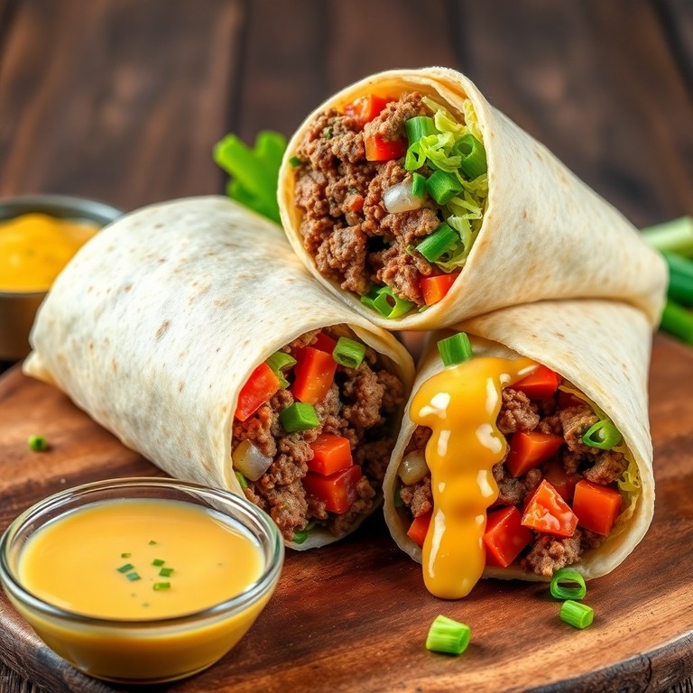 Cheesy Beef Wrap with Fresh Veggies