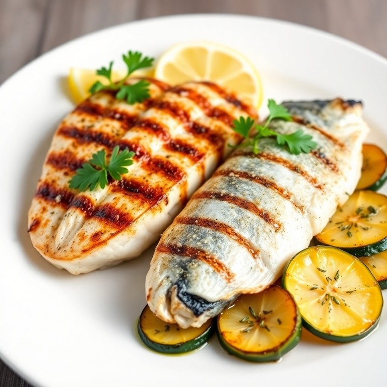 Gegrillter Fisch mit mediterranischer Zucchini
