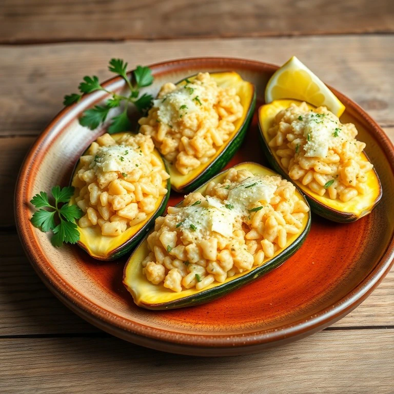 Gefüllte Zucchini mit Fisch und Reis