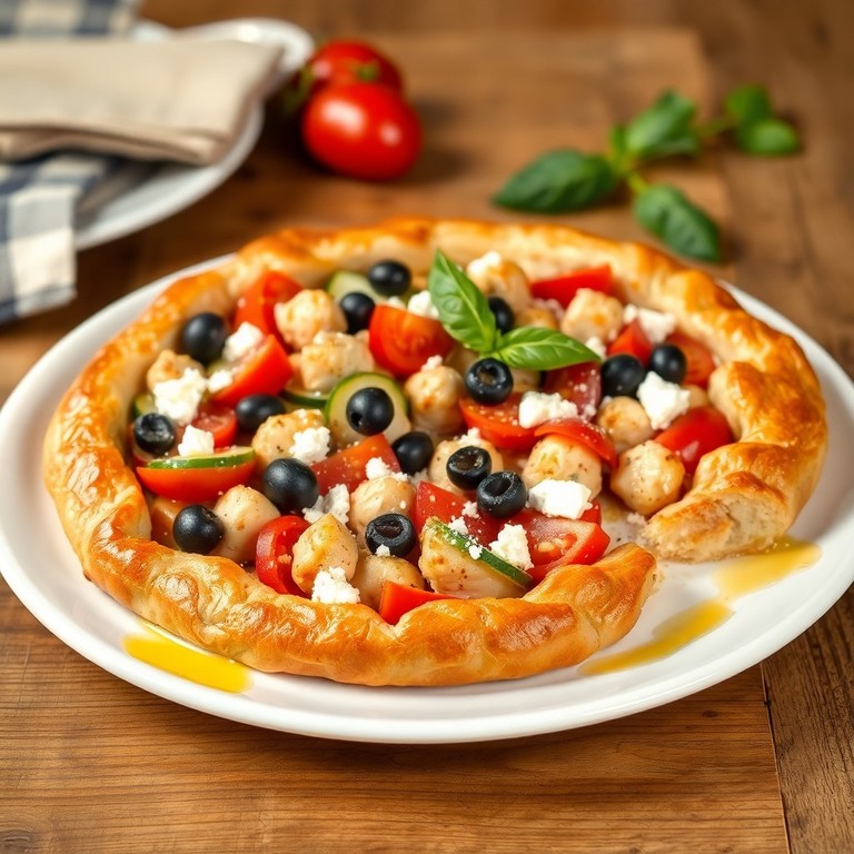 Tarta de pollo y verduras al estilo mediterráneo