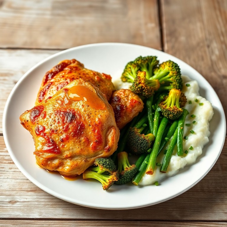Baked Chicken with Broccoli and Herb Mashed Potatoes